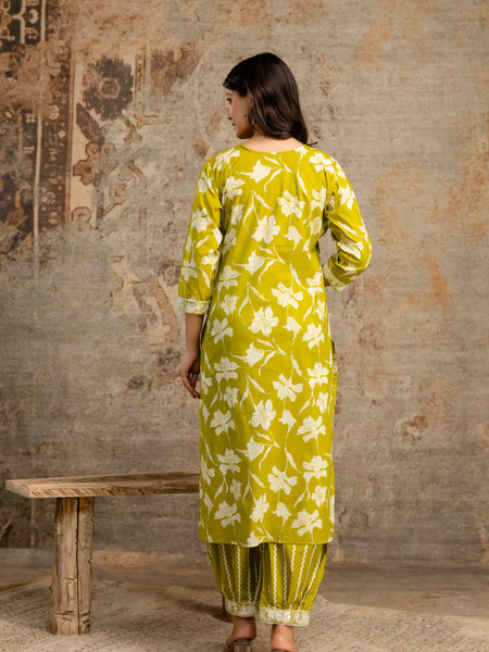 Mustard Cotton Kurta Dhoti Pant Set