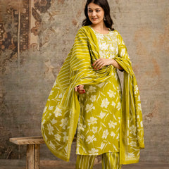 Mustard Cotton Kurta Dhoti Pant Set