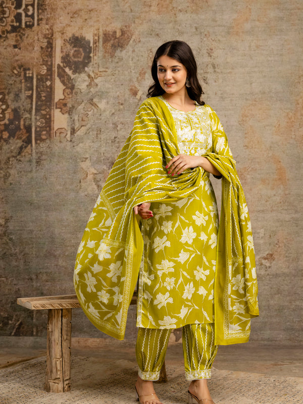 Mustard Cotton Kurta Dhoti Pant Set