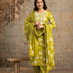 Mustard Cotton Kurta Dhoti Pant Set