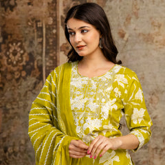 Mustard Cotton Kurta Dhoti Pant Set