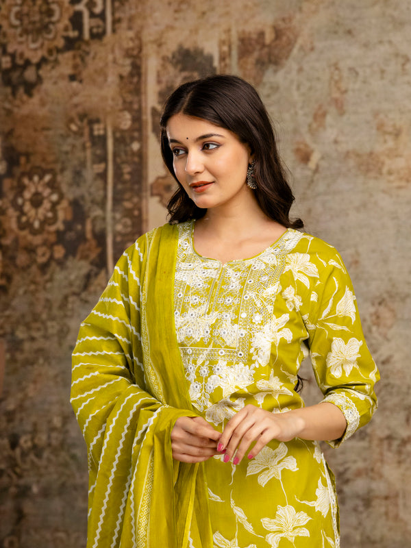 Mustard Cotton Kurta Dhoti Pant Set