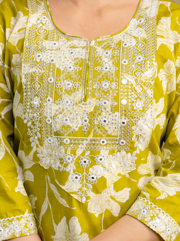 Mustard Cotton Kurta Dhoti Pant Set