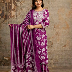 Wine Cotton Suit Set for Women
