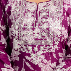 Wine Cotton Suit Set for Women
