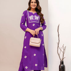 Purple Rayon Kurta Pant Set