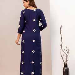 Dark Blue Rayon Kurta Pant Set