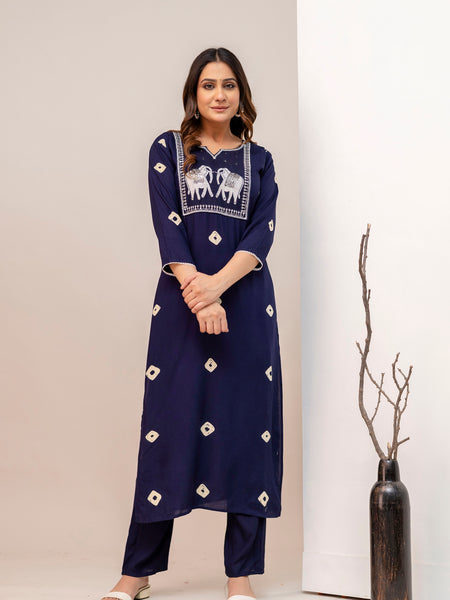 Women Viscose Rayon Kurta Pant Set