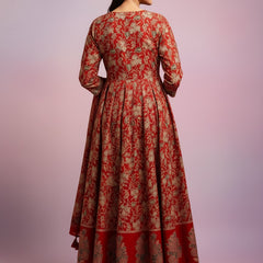 Maroon Cotton Anarkali Suit Set for Women