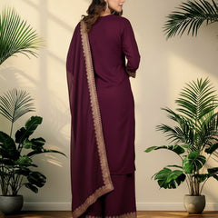 Wine Rayon Kurta Palazzo Suit Set