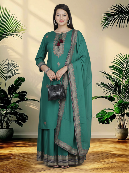 Rama Rayon Kurta Palazzo Suit Set