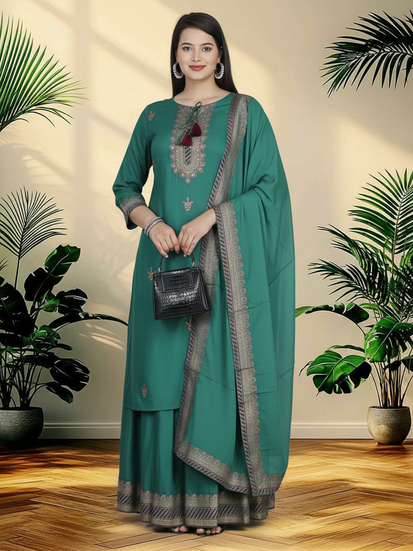 Rama Rayon Kurta Palazzo Suit Set