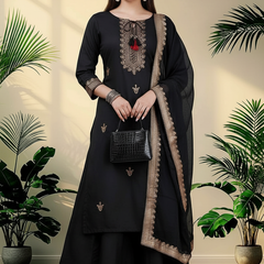 Black Rayon Kurta Palazzo Suit Set